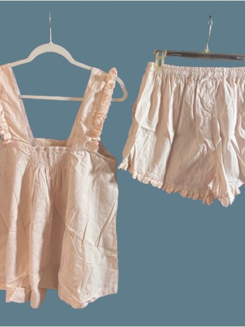 Ruffle-Trim Two-Piece Pajama Set in Pale Peach NWT - Picture 11 of 13